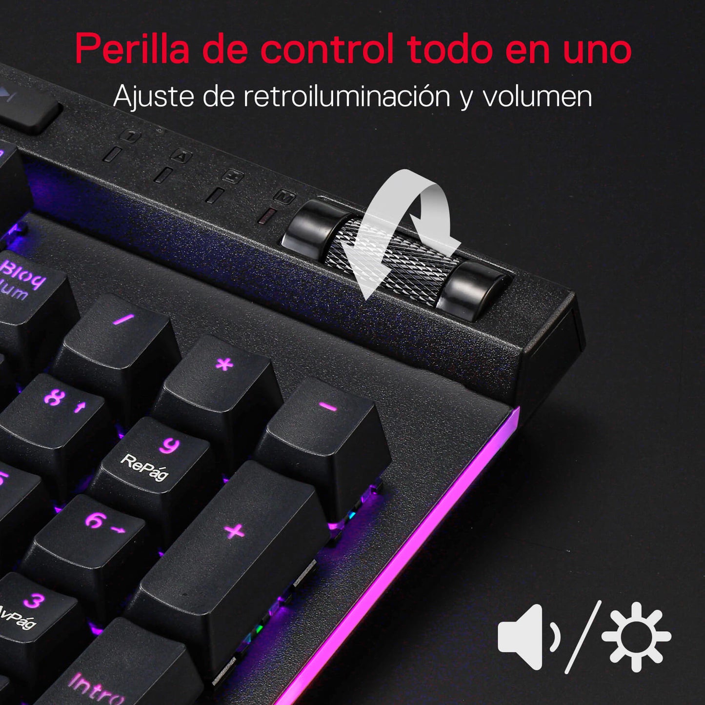 Teclado inalámbrico RGB para juegos Redragon K580 PRO con distribución QWERTY, teclas G para macros y rueda multimedia | Modo triple sin retardo, 5 teclas combinadas integradas, preparado para juegos MMO y MOBA, modo triple sin retardo para múltiples dispositivos, zócalo intercambiable