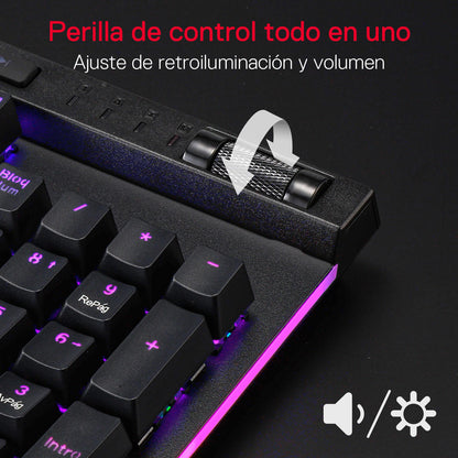 Teclado inalámbrico RGB para juegos Redragon K580 PRO con distribución QWERTY, teclas G para macros y rueda multimedia | Modo triple sin retardo, 5 teclas combinadas integradas, preparado para juegos MMO y MOBA, modo triple sin retardo para múltiples dispositivos, zócalo intercambiable