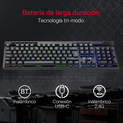 Teclado inalámbrico RGB para juegos Redragon K580 PRO QWERTY, con modo triple sin retardo para múltiples dispositivos