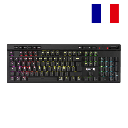 Clavier de jeu sans fil RGB Redragon K580 PRO, clavier mécanique à 104 touches avec 3 modes, connecteur Hot-Swap, commandes multimédia dédiées et enregistrement de macros intégré, commutateurs linéaires rouges