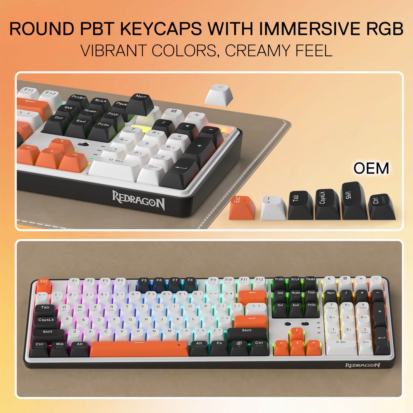 Redragon EU K689 PRO Wireless Gasket RGB Gaming Keyboard, 104 Keys + Extra 4 Hotkeys Mechanical Keyboard w/Upgraded Hot-swappable Socket, 5-Layer Noise Dampening, Round PBT Keycaps, Custom Linear Switch