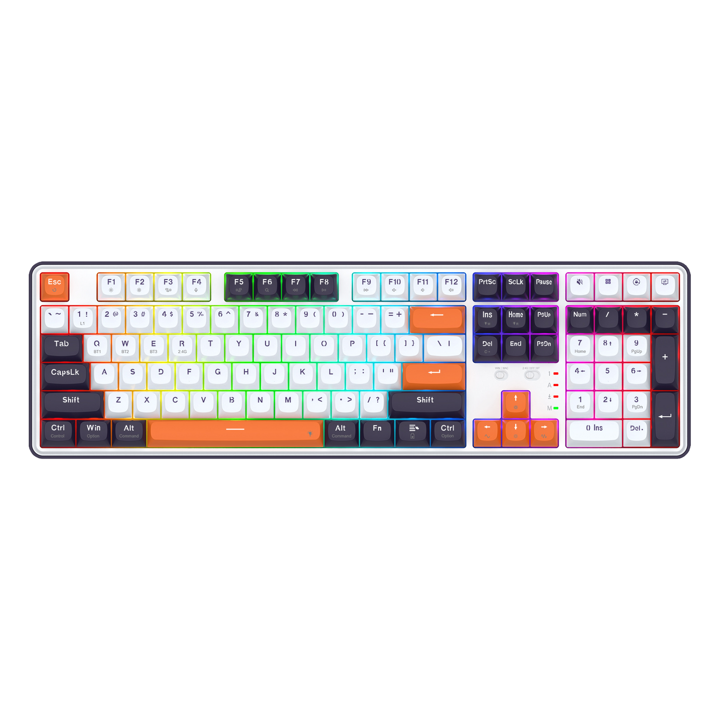 Redragon EU K689 PRO Wireless Gasket RGB Gaming Keyboard, 104 Keys + Extra 4 Hotkeys Mechanical Keyboard w/Upgraded Hot-swappable Socket, 5-Layer Noise Dampening, Round PBT Keycaps, Custom Linear Switch