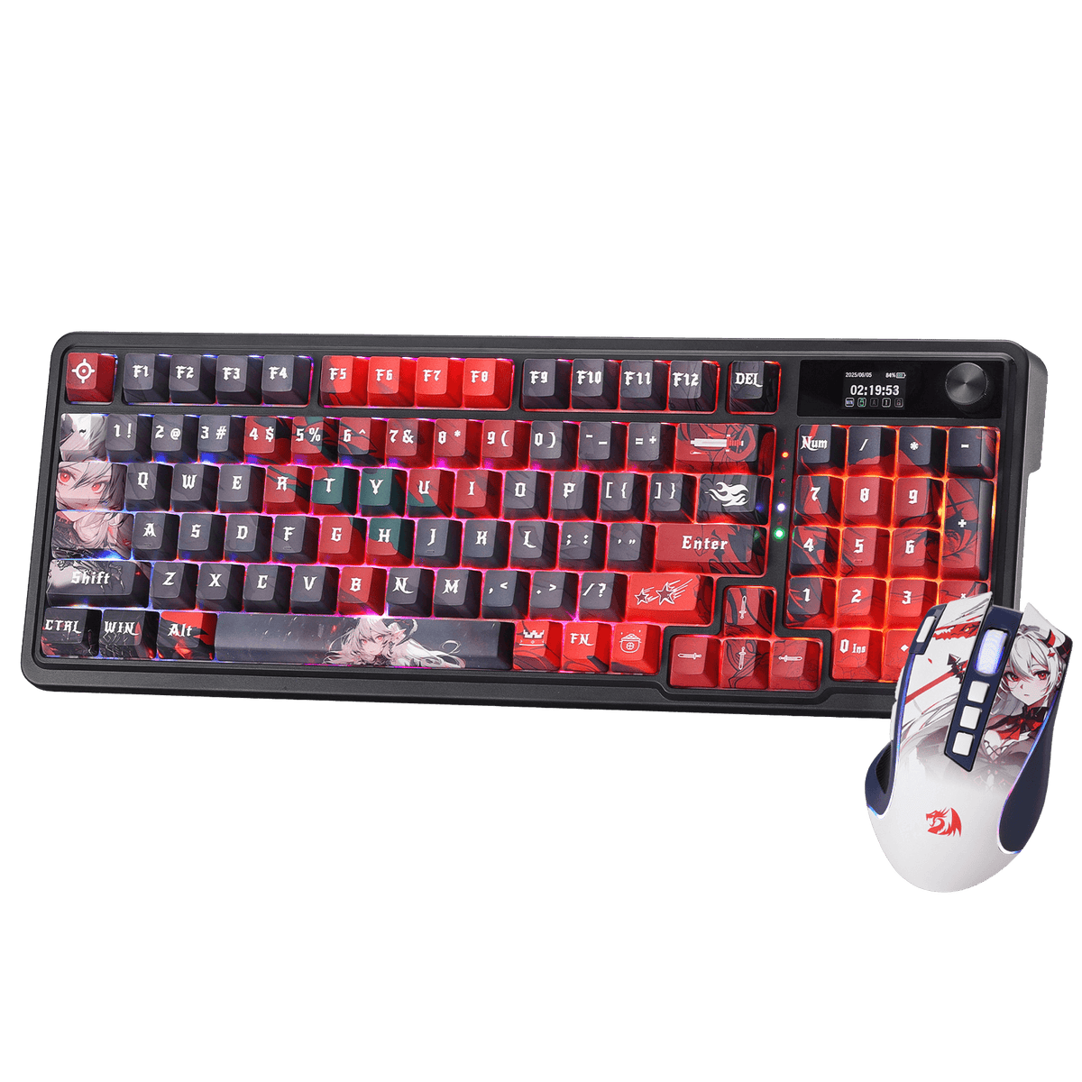 Redragon EU CB202AK Keyboard & Mouse, RGB, 2.4Ghz/BT/Wired, Dragon Chant Switches, Black
