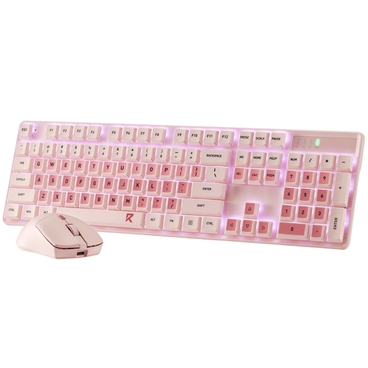 Redragon EU BS 8531 Wireless Keyboard & Mouse Combo, 104 Keys Low-Profile Mechanical Switch White LED Gaming Keyboard and 8000 DPI Mouse Bundle, Sakura Pink