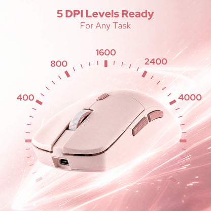 Redragon EU BS 8531 Wireless Keyboard & Mouse Combo, 104 Keys Low-Profile Mechanical Switch White LED Gaming Keyboard and 8000 DPI Mouse Bundle, Sakura Pink