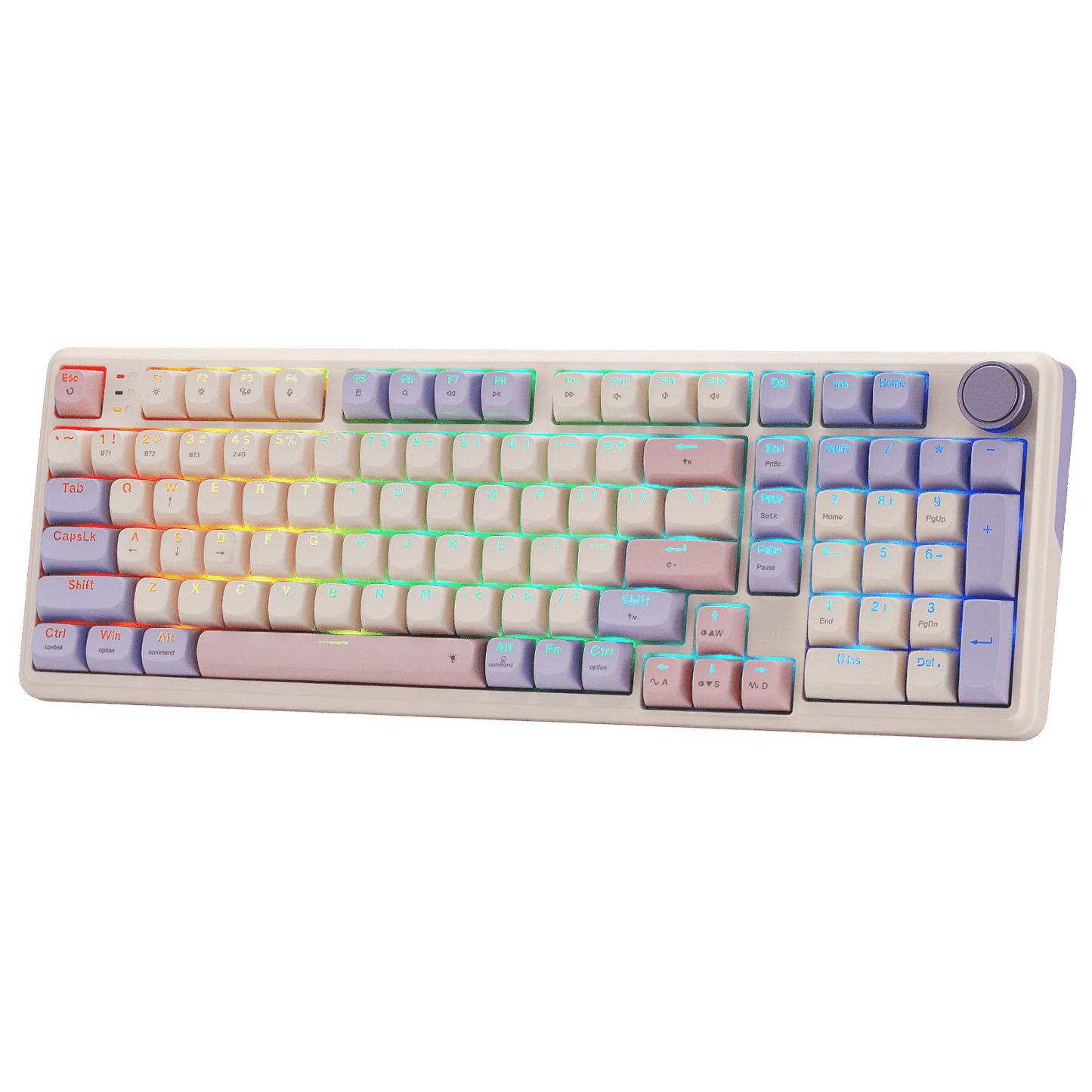 Redragon eu K768 PRO 100 Keys Wireless Gasket RGB Gaming Keyboard, Massive 8000 mAh PBT Mechanical Keyboard w/Hot-Swap Socket, Dedicated Knob Control & 5-Layer Noise Dampening, Custom Yolk Linear Switch | show