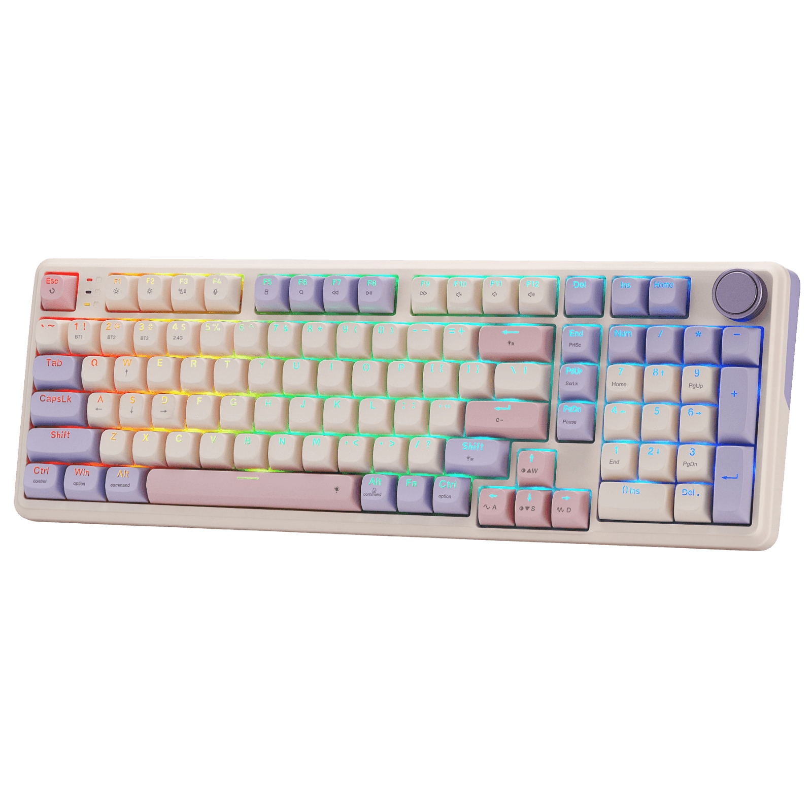 Redragon eu K768 PRO 100 Keys Wireless Gasket RGB Gaming Keyboard, Massive 8000 mAh PBT Mechanical Keyboard w/Hot-Swap Socket, Dedicated Knob Control & 5-Layer Noise Dampening, Custom Yolk Linear Switch | show