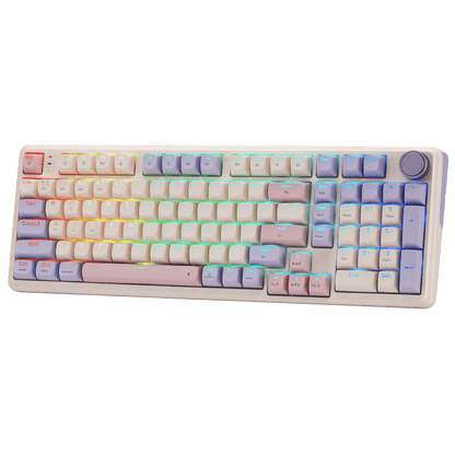 Redragon eu K768 PRO 100 Keys Wireless Gasket RGB Gaming Keyboard, Massive 8000 mAh PBT Mechanical Keyboard w/Hot-Swap Socket, Dedicated Knob Control & 5-Layer Noise Dampening, Custom Yolk Linear Switch | show