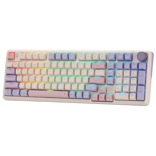 Redragon eu K768 PRO 100 Keys Wireless Gasket RGB Gaming Keyboard, Massive 8000 mAh PBT Mechanical Keyboard w/Hot-Swap Socket, Dedicated Knob Control & 5-Layer Noise Dampening, Custom Yolk Linear Switch | show