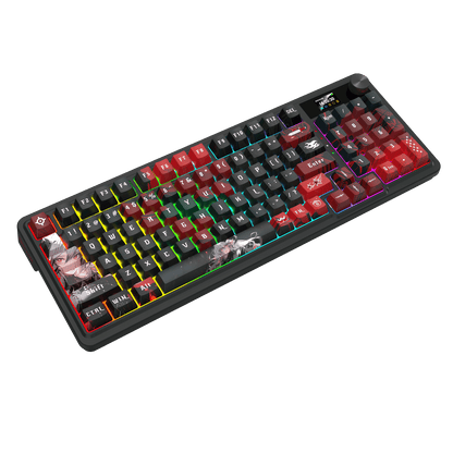 Redragon EU K719 PRO Wireless Gasket Gaming Keyboard w/Hype Screen & Knob, 95 Keys Mechanical Keyboard, Easy-Control 1.14’’ TFT Info Display, 5-Layer Noise Dampening, Custom Linear Switch, Anime Edition, Black and Red