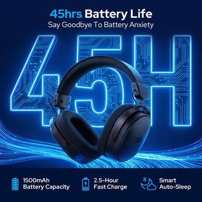 Redragon EU H831 4-Mode Wireless Gaming Headset, 53mm Drivers, 45Hr+ Battery
