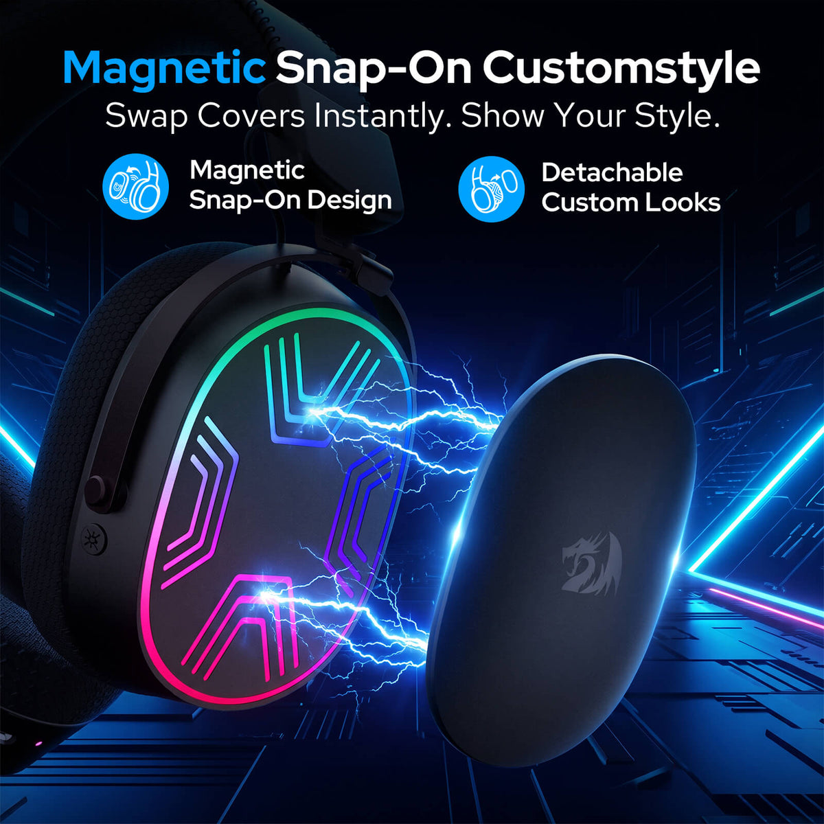 Redragon EU H831 4-Mode Wireless Gaming Headset, , Detachable Mic with Voice Monitoring