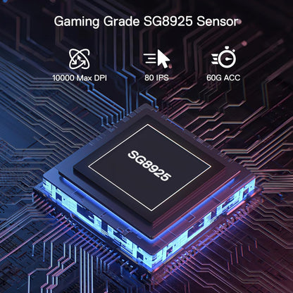 Gaming-Grade-Sensor SG8925 auf einer Leiterplatte mit angezeigten Spezifikationen.