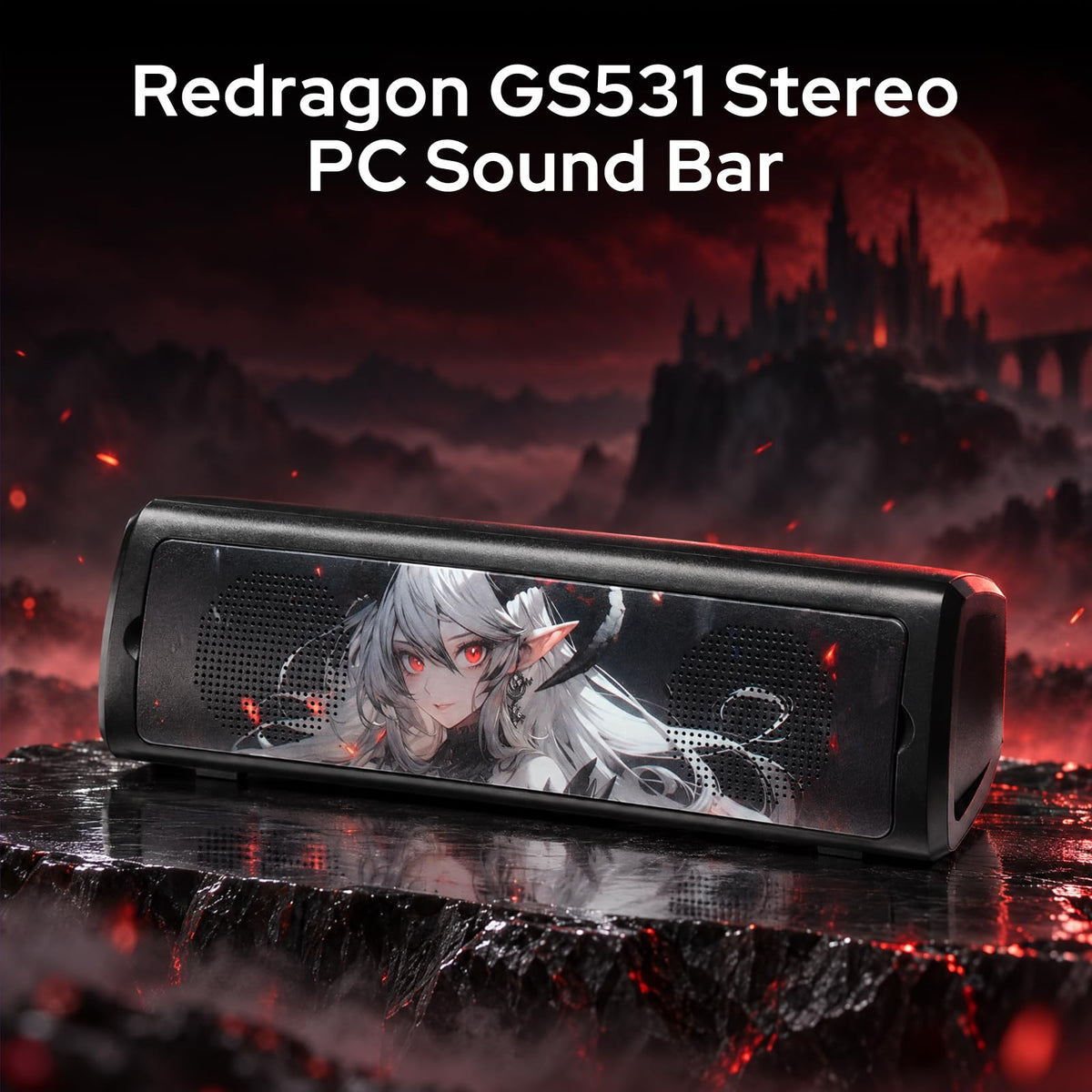 Redragon GS531 Wired 2.0 Channel Sound Desktop Computer Speakers, Ignara
3W PC Soundbar with Detachable Panel, 