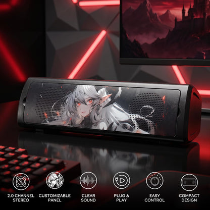 Redragon GS531 Wired 2.0 Channel Sound Desktop Computer Speakers, Ignara
3W PC Soundbar with Detachable Panel, Plug & Play USB Powered PC Gaming Speaker, Easy-Access Volume Control