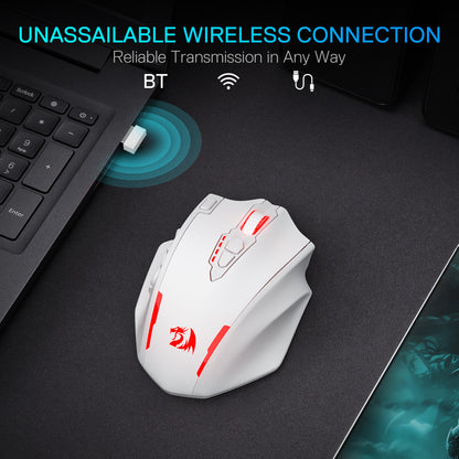 Redragon M908 Impact RGB LED MMO Mouse with side buttons, wired optical gaming mouse with 12,400 DPI, high precision, 20 programmable buttons, white, Redragon EU