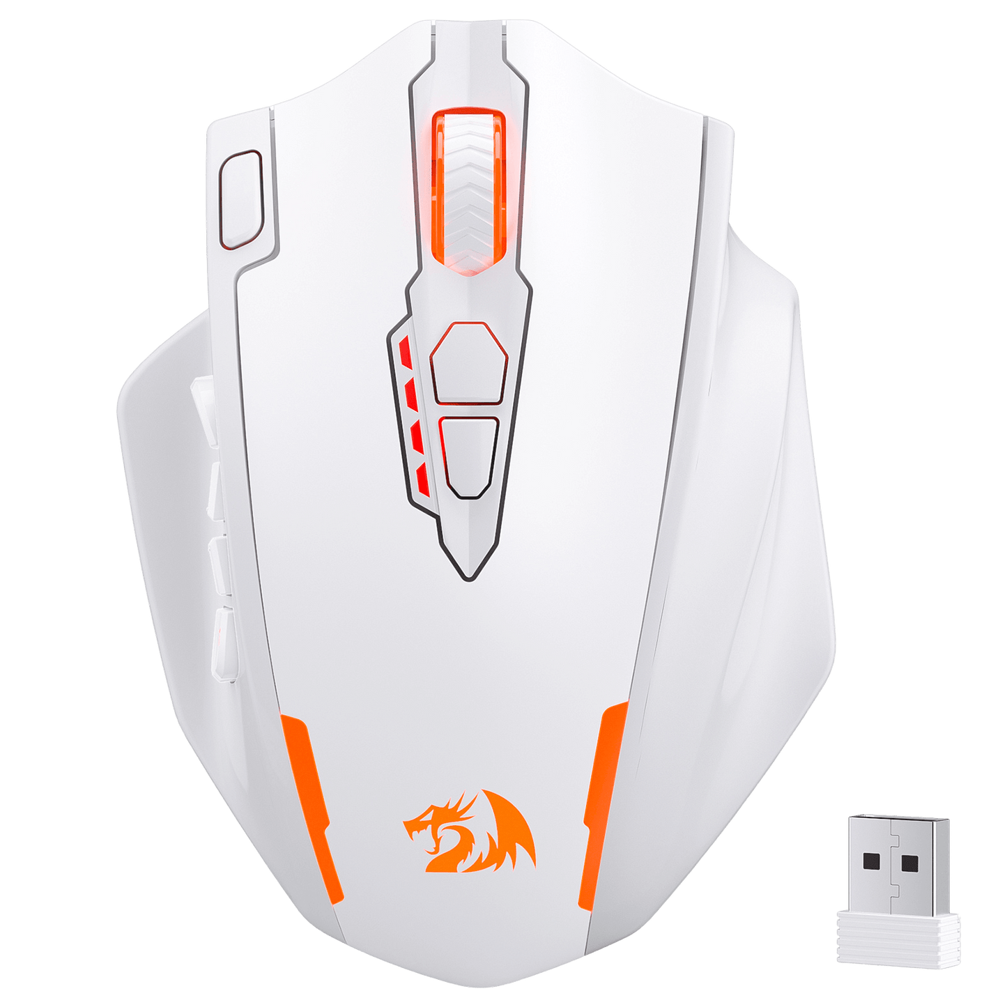 Redragon M908 Impact RGB LED MMO Mouse with side buttons, wired optical gaming mouse with 12,400 DPI, high precision, 20 programmable buttons, white, Redragon EU