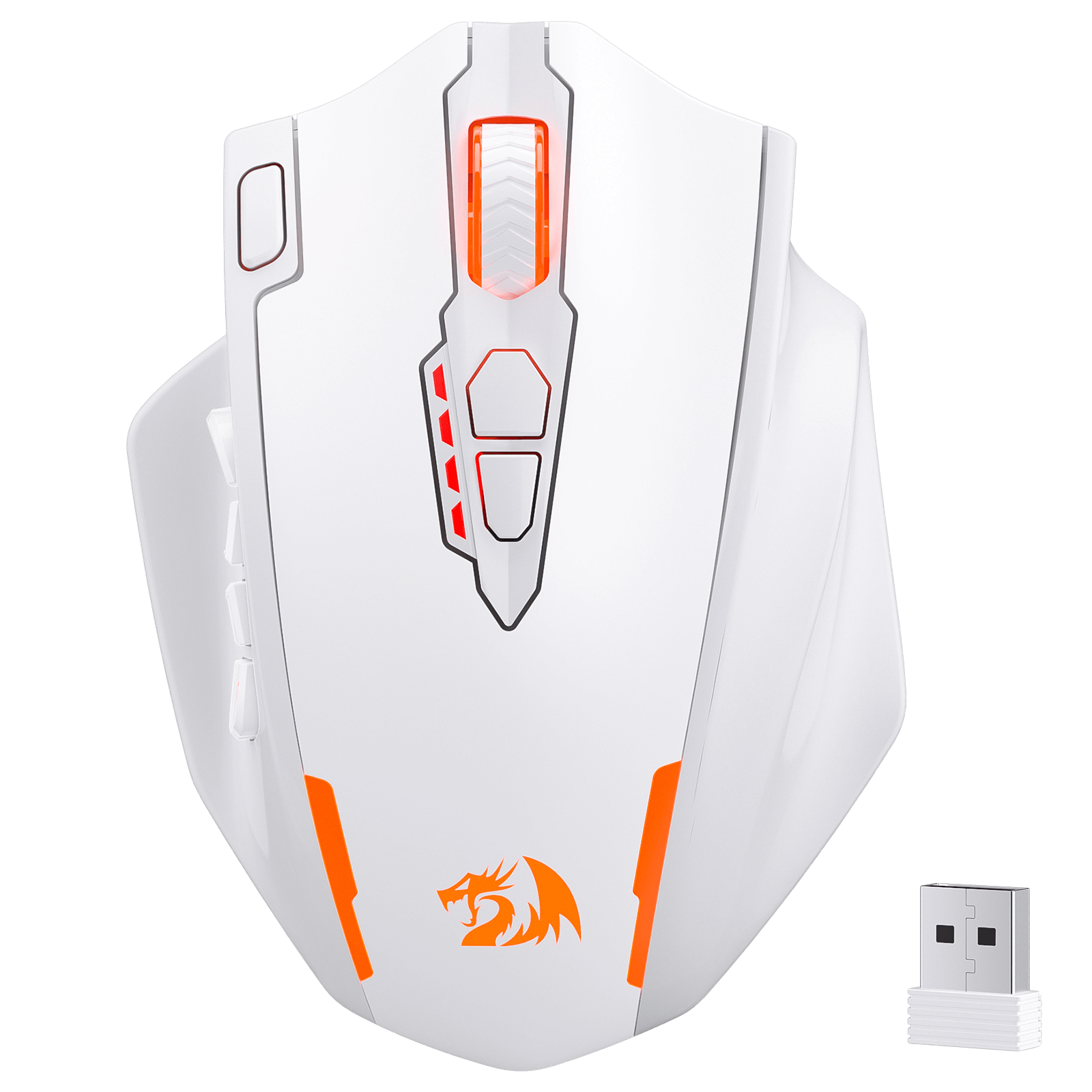 Redragon M908 Impact RGB LED MMO Mouse with side buttons, wired optical gaming mouse with 12,400 DPI, high precision, 20 programmable buttons, white, Redragon EU