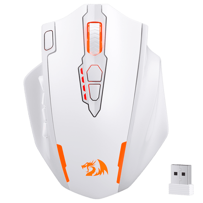 Redragon M908 Impact RGB LED MMO Mouse with side buttons, wired optical gaming mouse with 12,400 DPI, high precision, 20 programmable buttons, white, Redragon EU