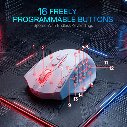 Redragon M908 Impact RGB LED MMO Mouse with side buttons, wired optical gaming mouse with 12,400 DPI, high precision, 20 programmable buttons, white, Redragon EU