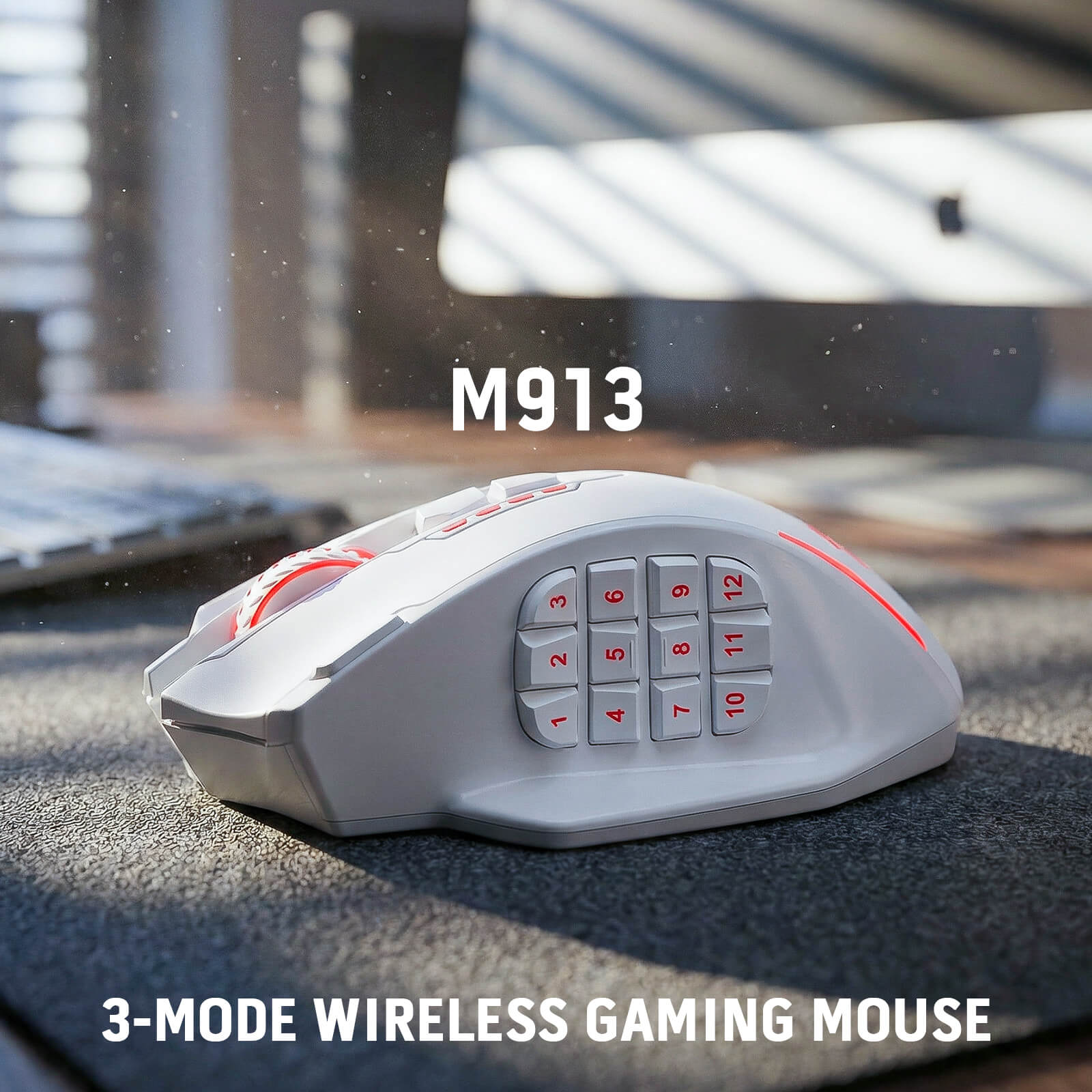 Redragon M908 Impact RGB LED MMO Mouse with side buttons, wired optical gaming mouse with 12,400 DPI, high precision, 20 programmable buttons, white, Redragon EU