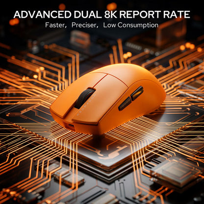 Redragon M916 ULT Wireless 8K Polling Rate Gaming Mouse, 49G Ultra-Light 30,000 Max DPI Gaming Mice w/Ergonomic Natural Grip Build, Full Programmable Buttons, Orange