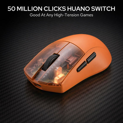 Redragon M916 ULT Wireless 8K Polling Rate Gaming Mouse, 49G Ultra-Light 30,000 Max DPI Gaming Mice w/Ergonomic Natural Grip Build, Full Programmable Buttons, Orange