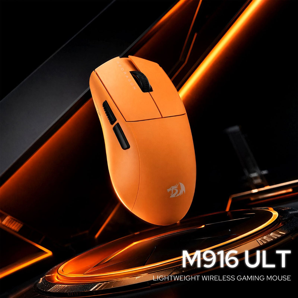 Redragon M916 ULT Wireless 8K Polling Rate Gaming Mouse, 49G Ultra-Light 30,000 Max DPI Gaming Mice w/Ergonomic Natural Grip Build, Full Programmable Buttons, Orange