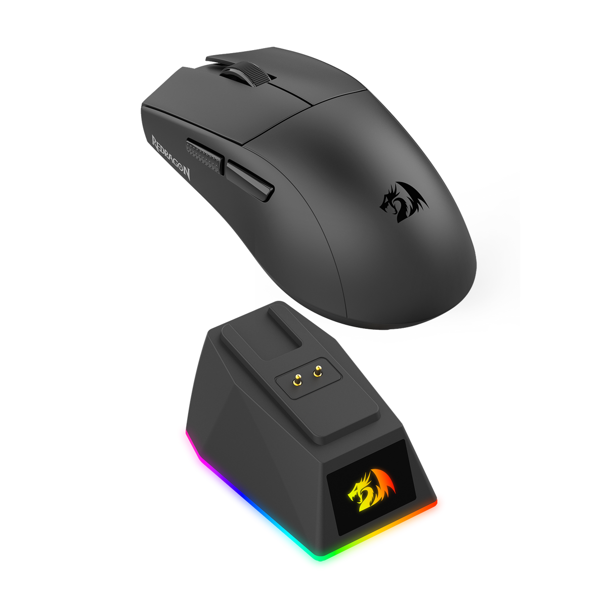 Redragon M999 Wireless Gaming Mouse, Tri-Mode Mouse with RGB Magnetic Charging Dock, 45000 DPI MAX Adjustable, 4 Programmable Buttons, Ergonomic Design for PC Laptop Mac
