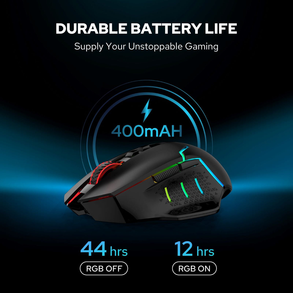 Redragon EU M690 MAX Wireless Gaming Mouse, Tri-Mode RGB Mice w/ 7 Macro Buttons, 12800 DPI, 400mAh Rechargeable Mouse for PC/Mac/Laptop