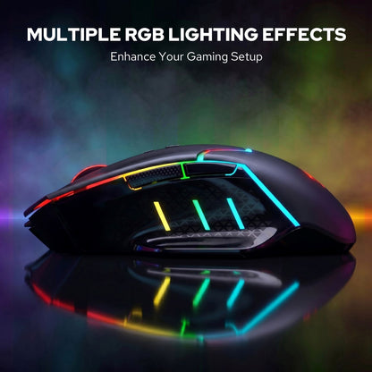 Redragon EU M690 MAX Wireless Gaming Mouse, Tri-Mode RGB Mice w/ 7 Macro Buttons, 12800 DPI, 400mAh Rechargeable Mouse for PC/Mac/Laptop
