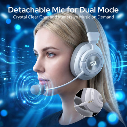 Redragon EU H889 Wireless Gaming Headset, 4 Connection Modes 2.4G/BT/3.5mm/USB, 53mm Drivers, Spatial Audio, 7.1 Surround Sound, Detachable Mic, Compatible with PC/PS5/PS4/NS/Xbox One/Phone 
