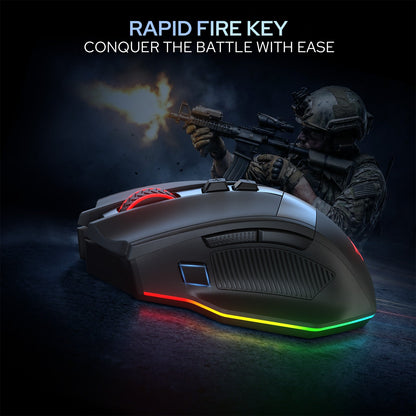 Redragon EU M923 PRO 3-Mode RGB Gaming Mouse, Optical Ergonomic Gamer Mouse with Max 24,000DPI, Pro Precision Sensor SG8960, 8 Macro Buttons, Software Supported 