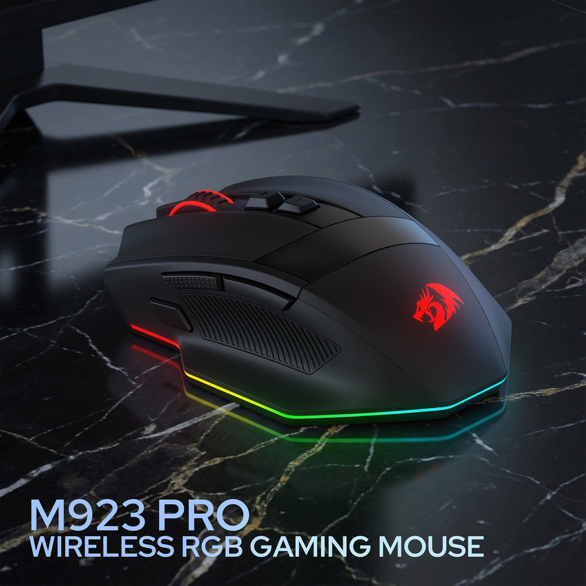 Redragon EU M923 PRO 3-Mode RGB Gaming Mouse, Optical Ergonomic Gamer Mouse with Max 24,000DPI, Pro Precision Sensor SG8960, 8 Macro Buttons, Software Supported 