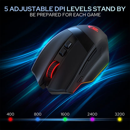 Redragon EU M923 PRO 3-Mode RGB Gaming Mouse, Optical Ergonomic Gamer Mouse with Max 24,000DPI, Pro Precision Sensor SG8960, 8 Macro Buttons, Software Supported 
