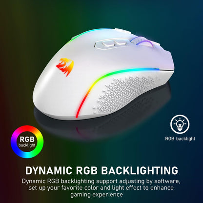 Gaming mouse with RGB backlighting on a dark background