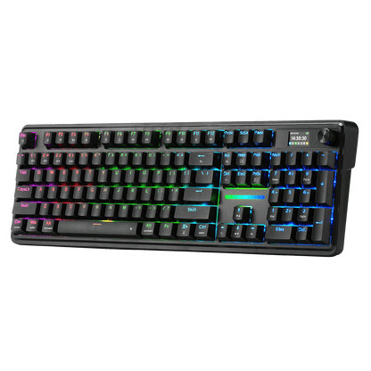 Redragon K762 Wireless Gasket Gaming Keyboard w/Hype Screen & Knob, 104 Keys Mechanical Keyboard, Easy-Control 1.14’’ TFT Info Display, 5-Layer Noise Dampening, Round PBT Keycaps, Custom Linear Switch