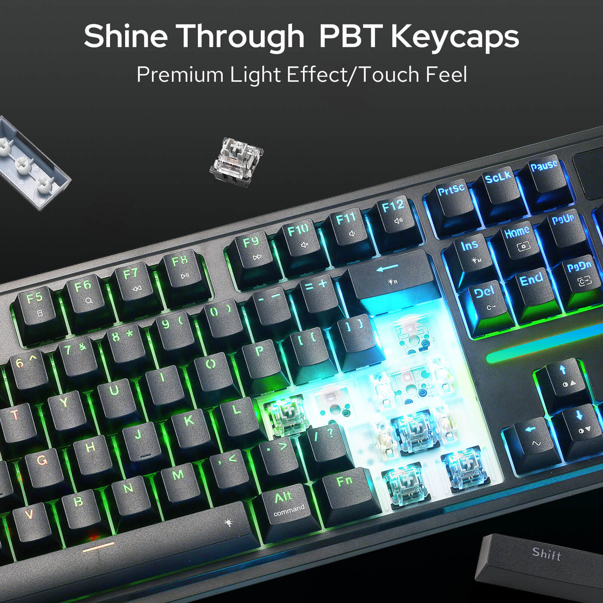 Redragon K762 Wireless Gasket Gaming Keyboard w/Hype Screen & Knob, 104 Keys Mechanical Keyboard,  Round PBT Keycaps