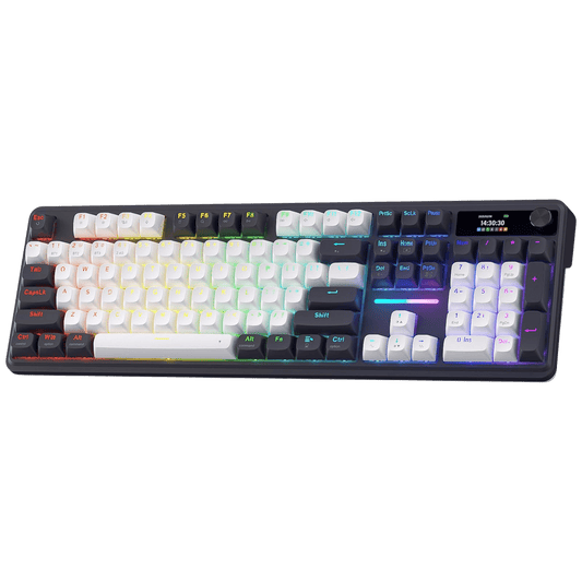 Redragon K762 Gasket Gaming Keyboard with Hype Display & Button, 104-Key Mechanical Keyboard, Easy Control, 1.14'' TFT Info Display, 5-Layer Noise Reduction, Round PBT Keycaps, Mint Mambo Switch | show