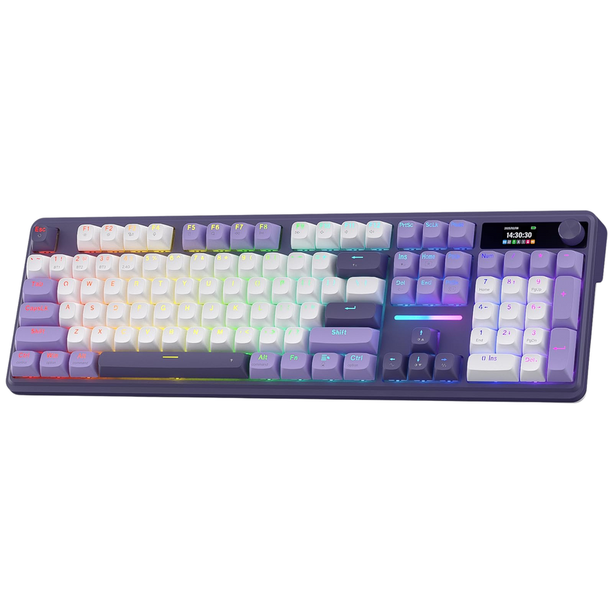 Redragon K762 Gasket Gaming Keyboard with Hype Display & Button, 104-Key Mechanical Keyboard, Easy Control, 1.14'' TFT Info Display, 5-Layer Noise Reduction, Round PBT Keycaps, Mint Mambo Switch | show