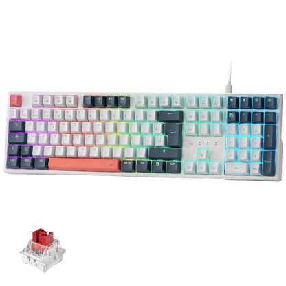 Redragon K668 RGB Gaming Keyboard, 108 Keys Wired Mechanical Keyboard with 4 Extra Shortcut Keys, Sound Absorbing Foams, Hot Swappable Plug, FR Layout, Redragon EU