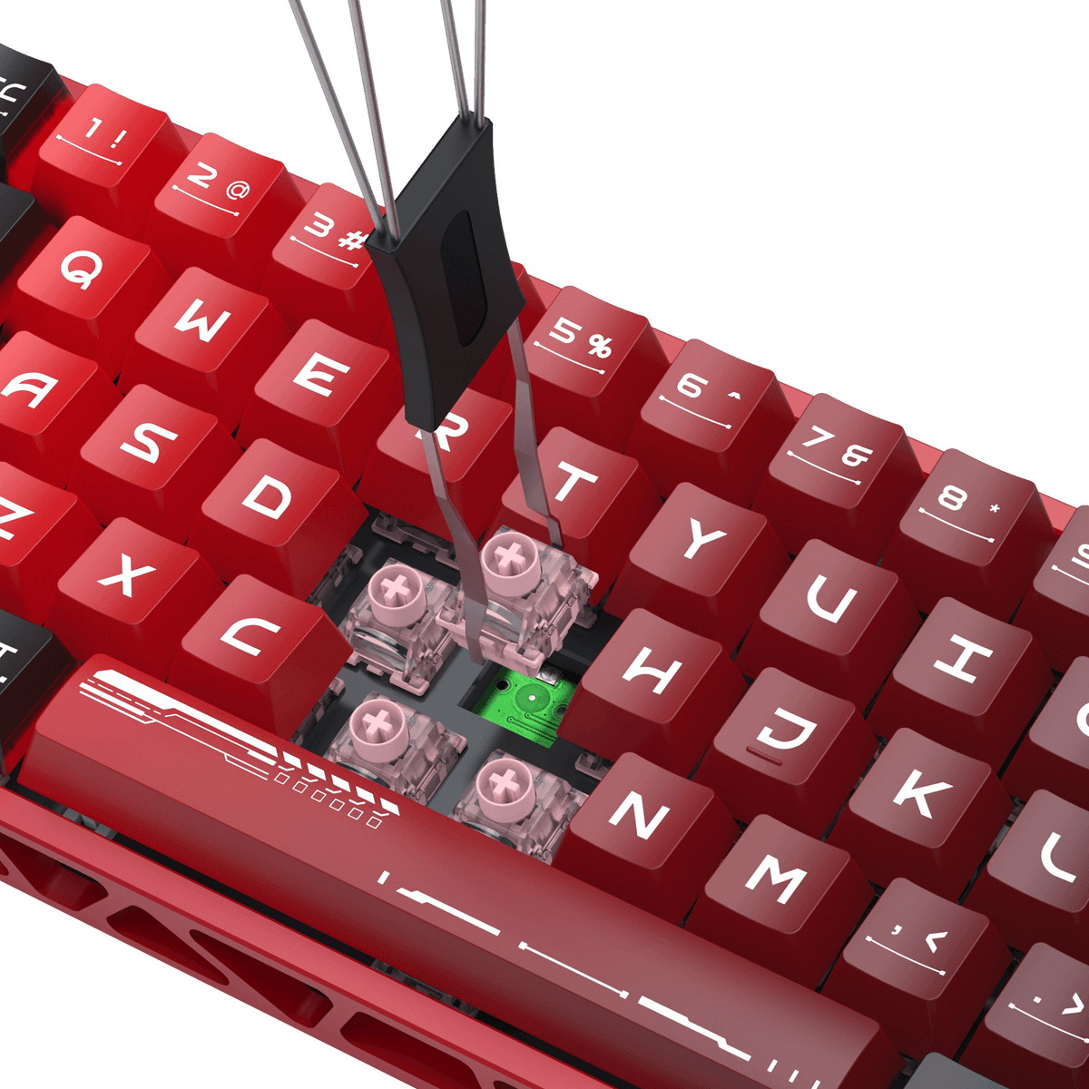 Redragon K753 HE Rapid Trigger Gaming Keyboard, 60% 61 Keys Wired Mechanical Keyboard w/Hype-Red Hollowed-Out Aluminum Base, Next-Gen UltraMag 100% POM Silky Rappid Trigger Magnetic Switch