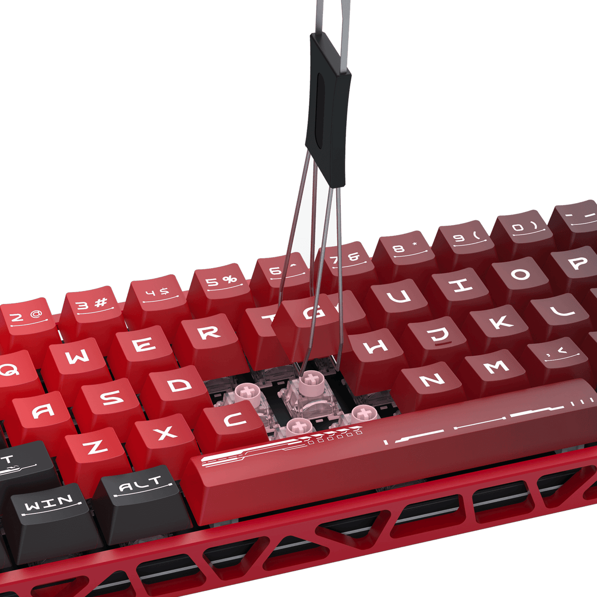 Redragon K753 HE Rapid Trigger Gaming Keyboard, 60% 61 Keys Wired Mechanical Keyboard w/Hype-Red Hollowed-Out Aluminum Base, Next-Gen UltraMag 100% POM Silky Rappid Trigger Magnetic Switch
