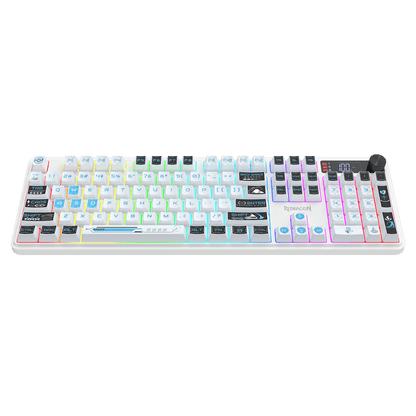 Redragon EU K526 PRO RGB Wireless Membrane Gaming Keyboard, 104 Keys Mechanical-Feel Keyboard w/LED Info Display, Media/Backlit Knob Control, Smooth Linear Switch & Software Supported