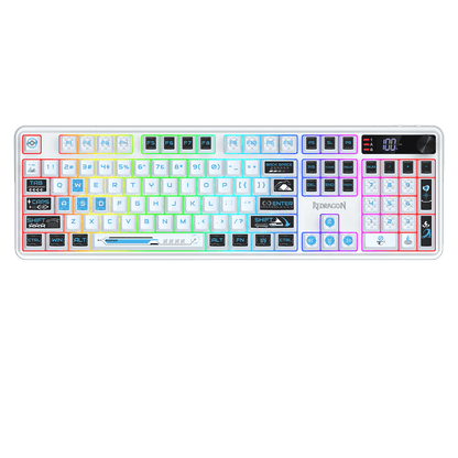 Redragon EU K526 PRO RGB Wireless Membrane Gaming Keyboard, 104 Keys Mechanical-Feel Keyboard w/LED Info Display, Media/Backlit Knob Control, Smooth Linear Switch & Software Supported | show