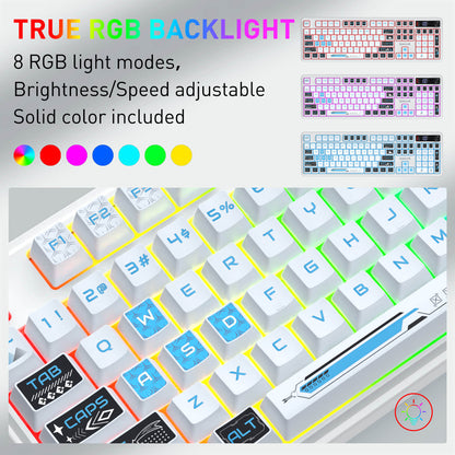 Redragon EU K526 PRO RGB Wireless Membrane Gaming Keyboard, 104 Keys Mechanical-Feel Keyboard w/LED Info Display, Media/Backlit Knob Control, Smooth Linear Switch & Software Supported