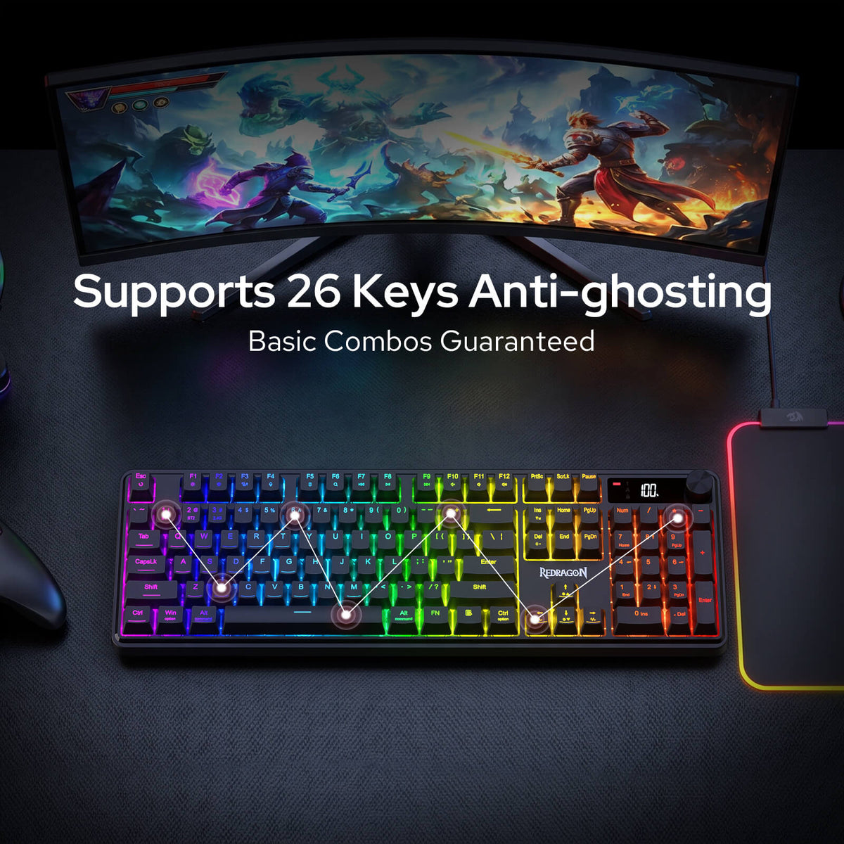 Redragon EU K526 PRO RGB Wireless Membrane Gaming Keyboard