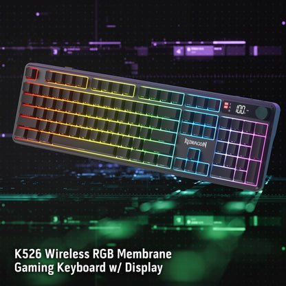 Redragon EU K526 PRO RGB Wireless Membrane Gaming Keyboard, 104 Keys Mechanical-Feel Keyboard 