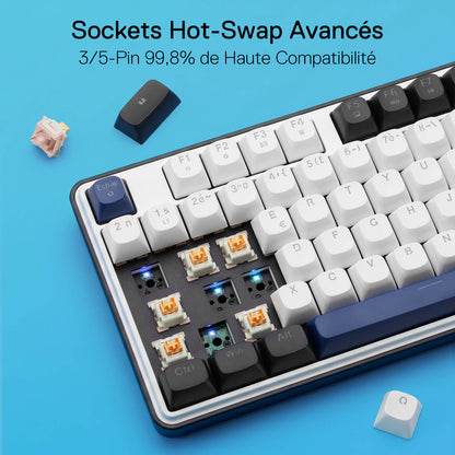Clavier gaming filaire Redragon EU K689 RGB à joint d'étanchéité, clavier mécanique à 108 touches avec 4 touches de raccourci supplémentaires, connecteur remplaçable à chaud amélioré, isolation phonique à 3 couches, touches multicolores, commutateurs linéaires personnalisés