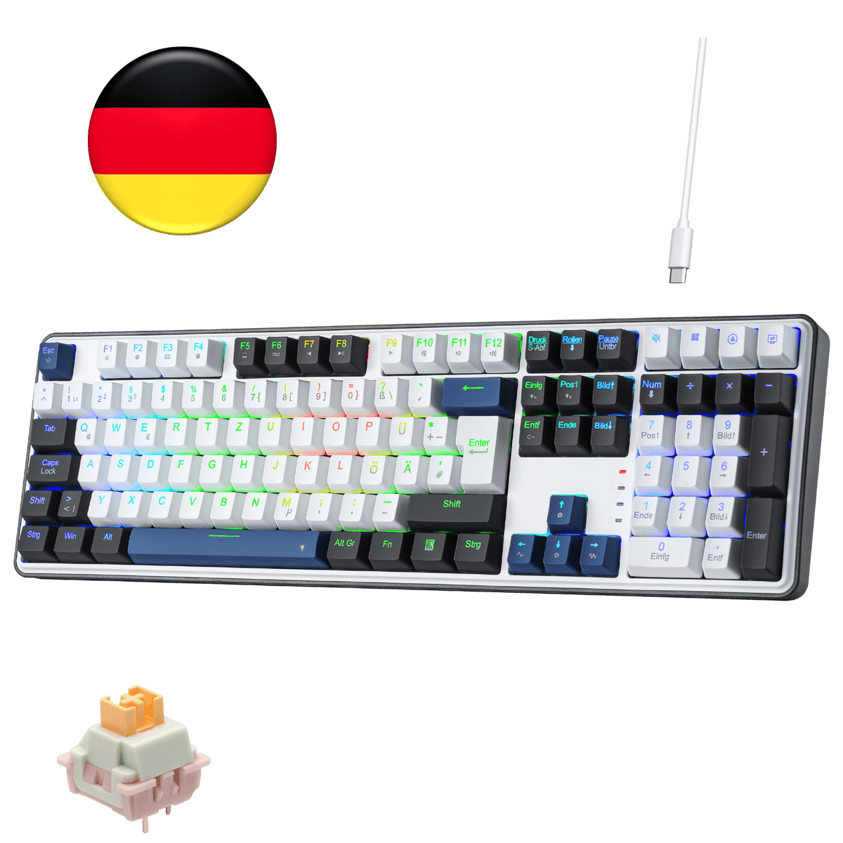 Redragon EU K689 QWERTZ Kabelgebundene Gasket Gaming‑Tastatur Hot‑Swap
4 Zusatzhotkeys 3‑lagiger Geräuschdämpfung bunte Tastenkappen 19 RGB‑Modi Anti‑Ghosting PRO‑Software USB‑C Kabelgebunden